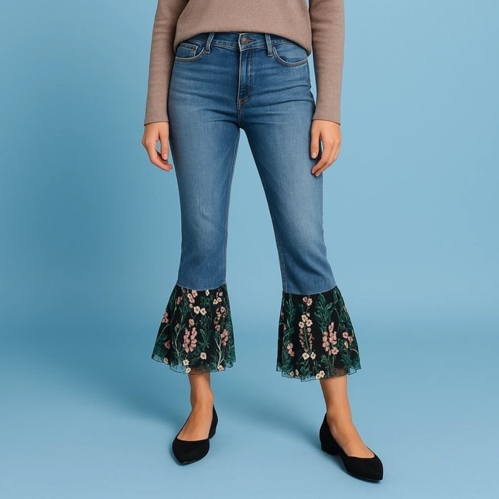 Anthropologie Pilcro the Letterpress Mid Rise Slim Boyfriend Flare Jeans Size 26